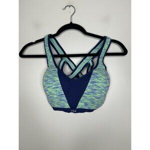 Victoria Secret VSX Sport Bra Racerback Padded Blue Green Heathered Size 32 D